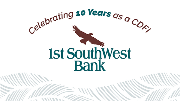 Graphic celebrating 10 years as CDFI bank